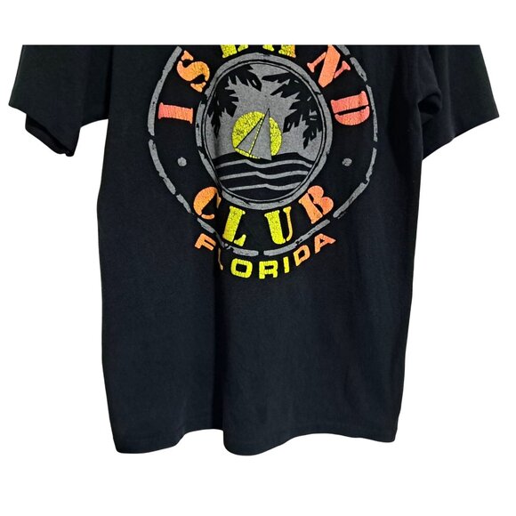 Vintage 80s 90s Island Club Florida Tourist Tee Jerzees Mens Medium T-Shirt - Picture 7 of 8